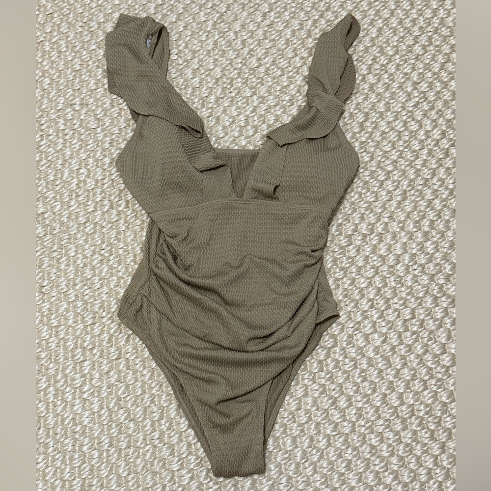 Deep V-Neck Ruffle One Piece Swim
